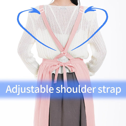 Cotton Linen Pinafore Apron Dress for Women - Cute Art Chef Apron for Baking and Gardening