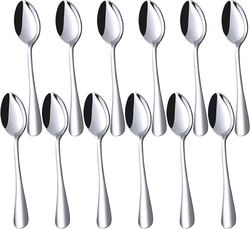HANSGO 12PCS Mini Stainless Steel Demitasse Espresso Spoons, 4.9 Inch for Tea, Cake, Dessert, Ice Cream