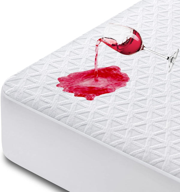 Premium 100% Waterproof Queen Size Mattress Protector, Breathable 3D Air Fabric Cooling Cover, 8''-21'' Deep Pocket