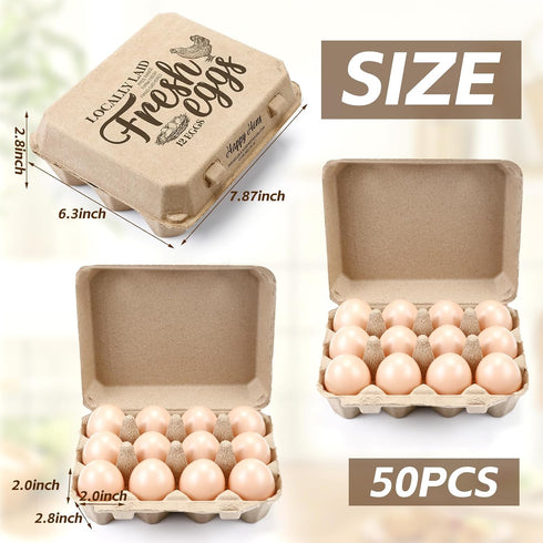 Zhanmai 50 12 Count Dozen 3 4 Pcs Natural Paper Pulp Egg Cartons Blank Bulk Vintage Classical x Style Square Chicken