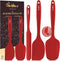 Walfos Silicone Spatula Set of 5, 600°F Heat Resistant Kitchen Scraper, Strong Steel Core, BPA Free, Red