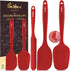 Walfos Silicone Spatula Set of 5, 600°F Heat Resistant Kitchen Scraper, Strong Steel Core, BPA Free, Red