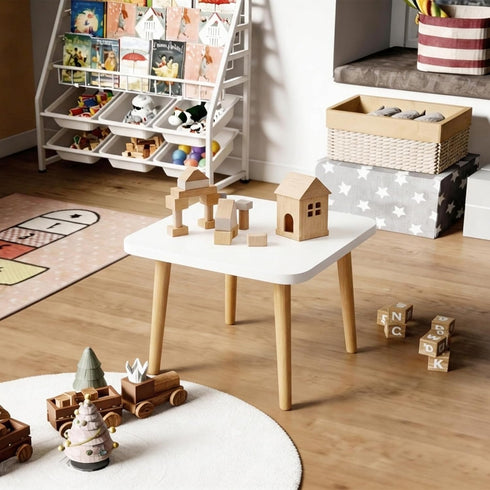 4 Floor,20"(L) 20"(W) 20"(H),Living Funecy Square End Table Low Table with Solid Wood Sturdy Legs,Floor Table Desk