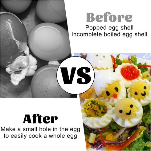 APLZGMG Stainless Steel Egg Piercer for Hard Boiled Eggs with Retractable Pin, Heavy Duty Egg Poker to Get Good Hard