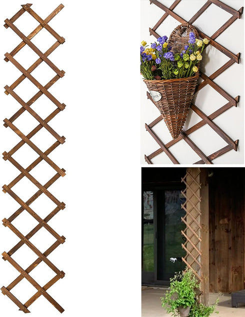 Wooden Lattice Wall-Expandable Plant Garden Trellis for Climbing Plants Outdoor Air Plant