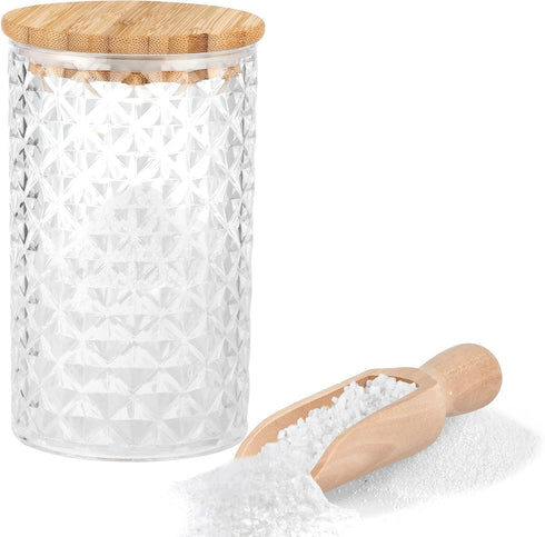DOSTATNI 1200ML/42OZ Acrylic Bath Salt Jar with Wooden Scoop Bath Salt with Lids
