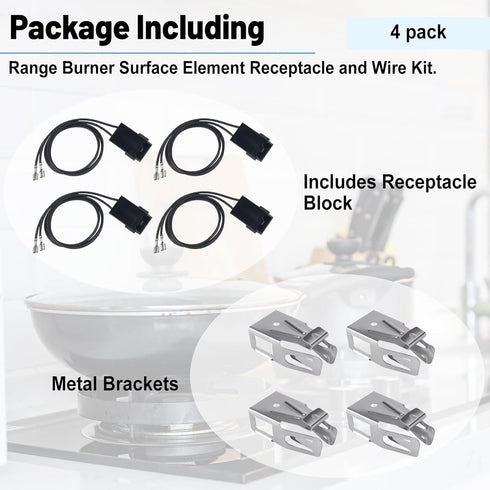 WB2X8228 Element Range Receptacle Block Kit Compatible with G-E Electric Hot-Point Ranges, Replaces AP2013499, 4 Pack