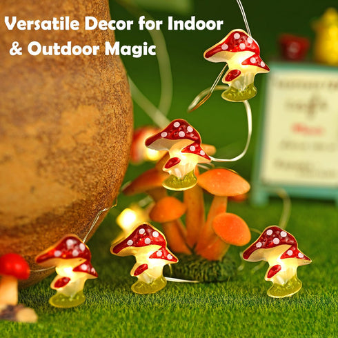Libreath 10FT 30LEDs Mushroom Decor Mushroom String Lights Princess Fairy Light Room Decor Battery Powered for Spring