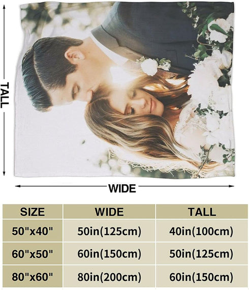 QETXVI 40"x 50" Custom Blanket with Photos Text Customized Blanket Personalized Flannel Throw Blankets for Adult Kid