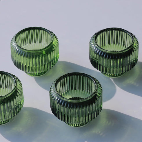 Set 8 Woho Green Taper Candle Holders of for Christmas Party Decor, Reversible Candle Sticks Holder Decor for Wedding