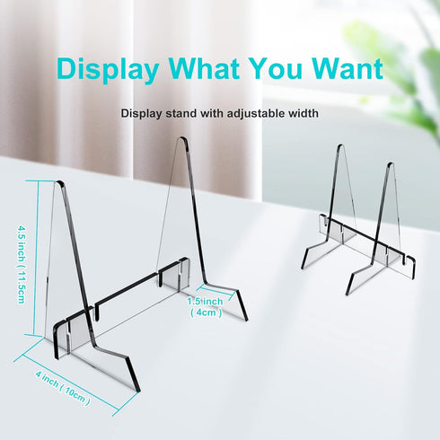 Assemble Acrylic Display Stand without Ledge, 4.5 inch Clear Book Display Easel Holder Free Width Acrylic Display Stand for Display