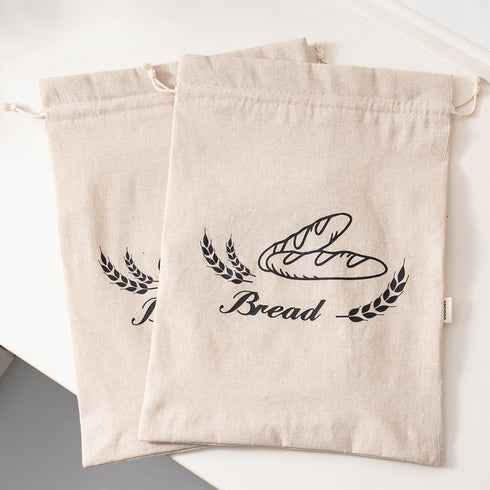 2 Pack Linen Bread Bags for Homemade Bread - Plastic Lined -