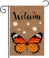Welcome Monarch Butterfly Garden Flag | Double Sided Burlap Vertical Yard Flags for Personalized Decor 12.5x18 Inch