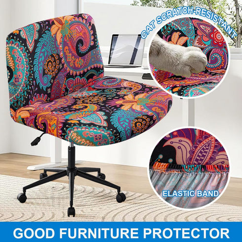 Levoberg Armless Armless #13 Criss Cross Office Desk Chair Cover Slipcovers Printed Vanity Desk Chair Covers Cross