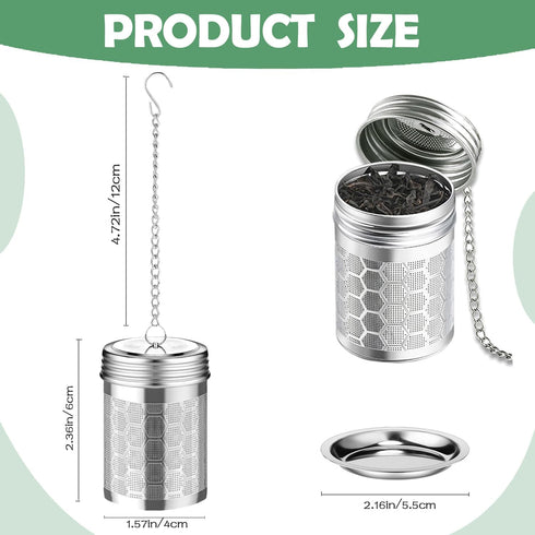 2 Pack Tea Infuser for Loose Tea, Extra Fine Mesh Strainers with Drip Trays, 304 Stainless Steel Tea Diffuser