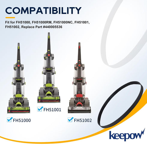 KEEPOW Vacuum Belt for Hoover Dual Power Max Carpet Cleaner FH51000, FH51001, FH51002, 3 Pack