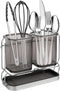 Utensil Holder for Kitchen Counter, Plastic Cooking Organizer with Drain Tray, Large Crock for Spatula Spoon, Modern