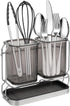 Utensil Holder for Kitchen Counter, Plastic Cooking Organizer with Drain Tray, Large Crock for Spatula Spoon, Modern