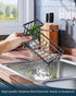 Consumest Sink Caddy Kitchen Sponge Holder + Dish Brush Holder with Drip Tray for Countertop, Stainless Steel, Black