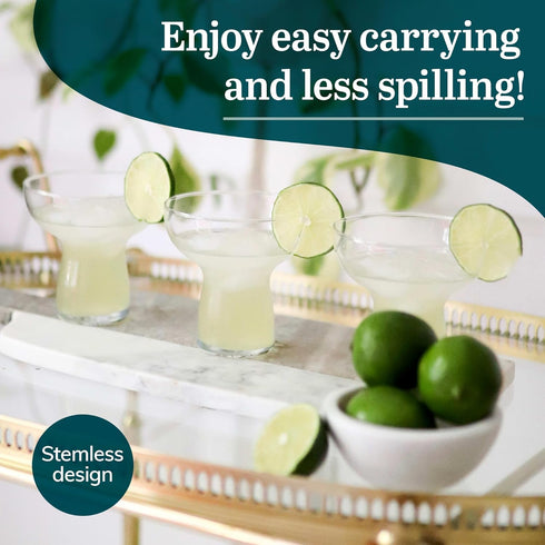 Set of 6 Libbey Stemless Margarita Glasses, 10.25 ounces, Classic Lightweight Fancy Glassware for Celebrations