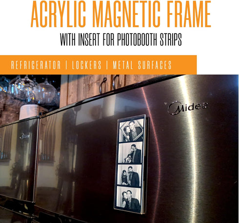 Photo Booth Nook 2x6 Magnetic Picture Frame (25 Count) - Crystal Clear Acrylic with Strong Magnet and Silver Inserts