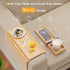 Bamboo Sofa Armrest Tray, Couch Arm Tray with Detachable Cup Holder and Anti-Slip Foldable Table Tray