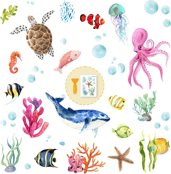 PRATIQUE Non Slip Bathtub Stickers, 6 Pages Sea Organism Adhesive Kids Anti