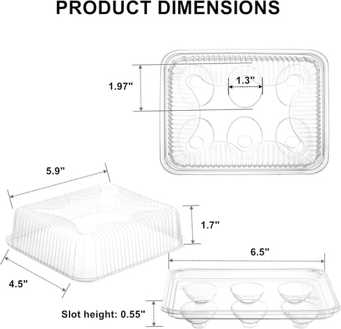 50 Pack 6 Yopay Deviled Egg Trays with lid, Plastic Clear Slots Deviled Eggs Halves Carrier Deviled Container Dish