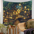 36"x48" Jhdstore Tree of life Tapestry Wall Hanging Fantasy Library Tapestry for Bedroom Mysterious Tree Bookshelf