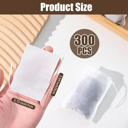 PNORTSD 300 (3.54 2.75 inches) PCS Disposable Tea Bags for Loose Leaf Tea, Empty Tea Filter Bags with Drawstring