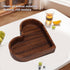 Pssopp Wooden Serving Platter, Heart Shape Smooth Textured Table Tray for Tea Food Snack Kitchen Utensils (14.5x14.5cm)