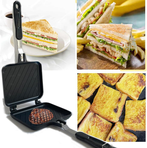 Double Sided Frying Pan, Non-Stick with Heat-Resistant Handles, Multifunctional Breakfast Pan, 5.5 Inches