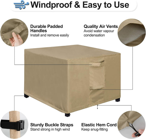 25L 25W 17H Inch, OutdoorLines Outdoor Waterproof Patio Ottoman Covers - Square UV-Proof Patio Side Table Cover