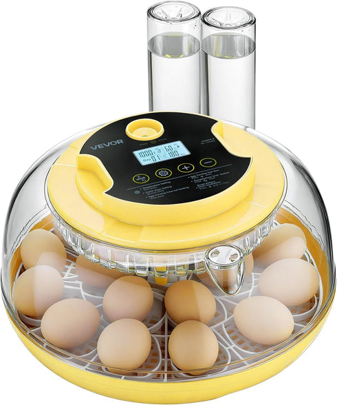 18 360 VEVOR Egg Incubator, Automatic Egg Turner with LED Candler, Temperature & Humidity Control, View Clear Window