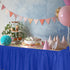 DecorRack Table Skirt, 29 in x 14 ft - BPA Free Plastic Disposable, Reusable Rectangular Tablecloth Skirt, Royal Blue