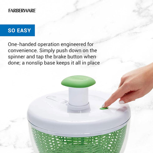 3.16 Farberware Small Pro Salad Spinner, Qt Lettuce Spinner with Pump Mechanism, Colander Basket and Non-Slip Base