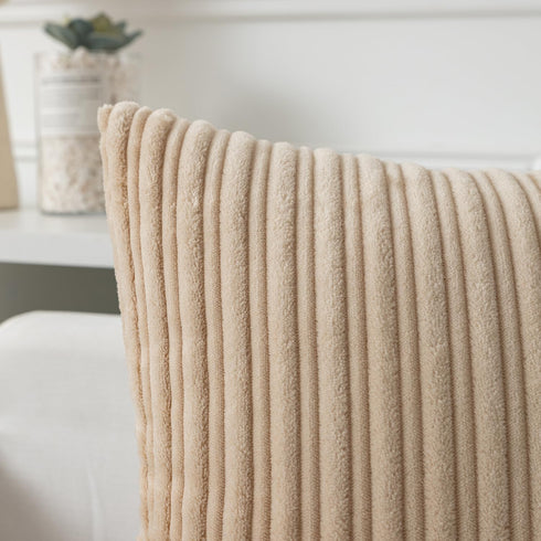 Kevin Textile Throw Pillow Covers, Soft Corduroy Decorative Set of 2, Boho Striped for Home Decor