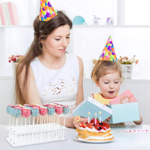 ANDGOO 2-Pack Cake Pop Stand, Clear Acrylic Lollipop Holder with 21 Holes for Weddings, Birthday Parties