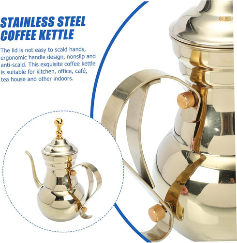SHOWERORO Arabic Coffee Pot, Whistling Teakettle for Stovetop, Stainless Steel Hand Brewing Tea Pot