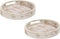 Winlay Set 2 12x12x1.5 Decorative Coffee Table Tray, of White, Wooden Round Serving Tray for Living Room, Wood Ottoman