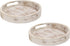 Winlay Set 2 12x12x1.5 Decorative Coffee Table Tray, of White, Wooden Round Serving Tray for Living Room, Wood Ottoman