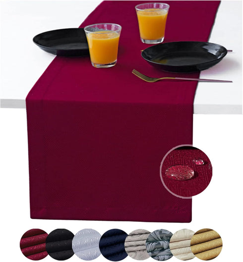 Akutana 90 inch, Red Table Runner Outdoor Dining Table Runners, Burgundy Waterproof Long Dresser Scarf, Cranberry