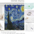 IcosaMro Starry Night Shower Curtain with Hooks, V. Gogh Stars Art Decorative Bath Decorations - 71Wx72L, Blue