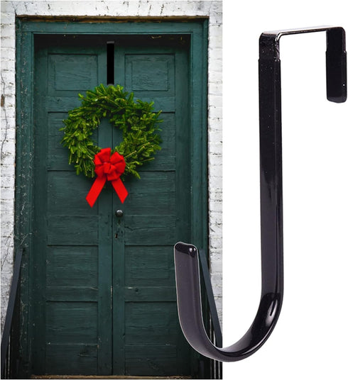Black Wreath Hanger, Strong Bearing Door Hook for Fall, Christmas, and Halloween Decorations