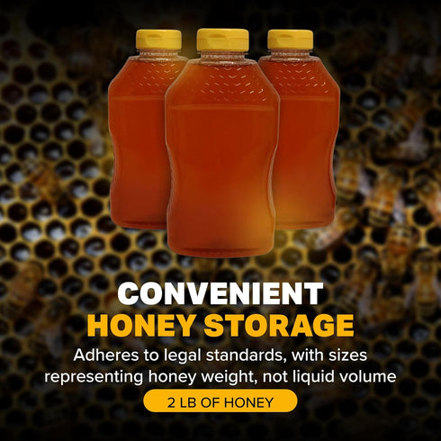 2 lb 12-Pack Mann Lake Refillable Hourglass Honey Jars | Plastic Containers with Yellow Flip-Top Lids | Empty Bottles