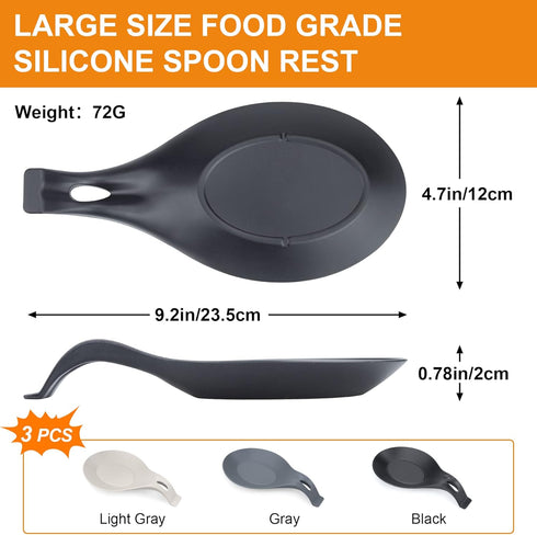 Spoon Rest for Stove Top, 3 Pack Large Silicone Spoon Holder for Kitchen Counter,Coffee Spoon Rest,Heat Resistant Cooking Spoon Holder Perfect Kitchen Gadgets for Kitchen Utensils Ladles