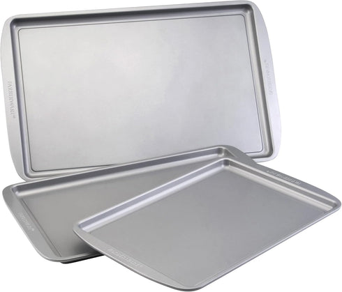 Farberware Nonstick Cookie Baking Sheets, 3-Piece Set, Gray