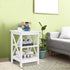 Nouva Side Table - Square Small End Table w/Storage Shelf, Tall Nightstand w/X-Design
