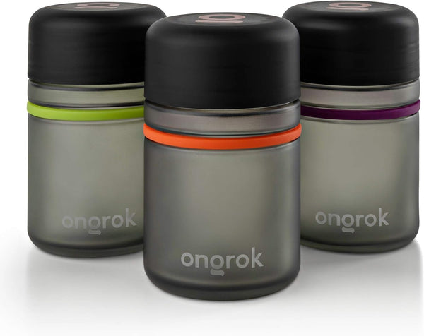 ONGROK Glass Storage Jar, 180ml, 3 Pack | UV Herb/Spice Jar with