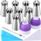 42 Pcs Russian Piping Tips Set, 8 Nozzles for Cake Decorating, 30 Pastry Baking Bags, 1 Cleaning Brush